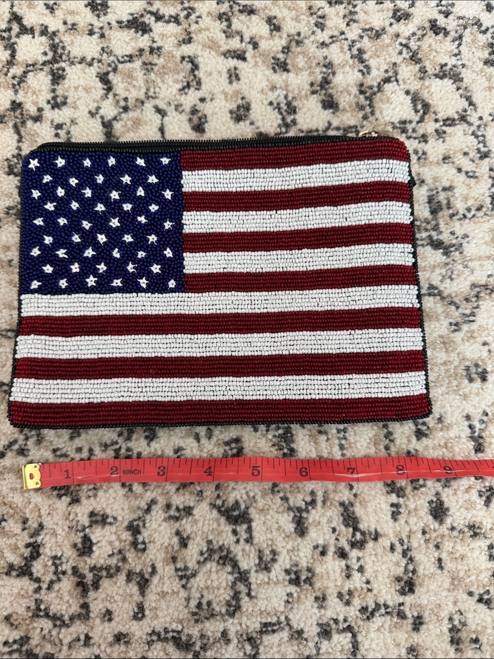 Beaded American Flag Clutch — Red, White & Blue